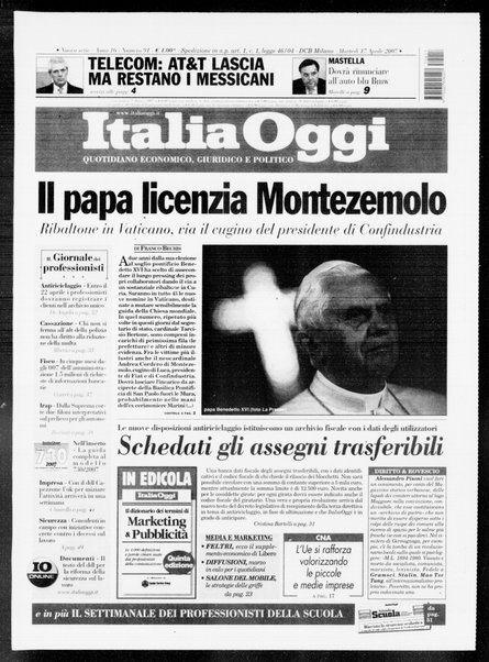 Italia oggi : quotidiano di economia finanza e politica